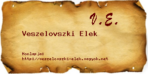 Veszelovszki Elek névjegykártya